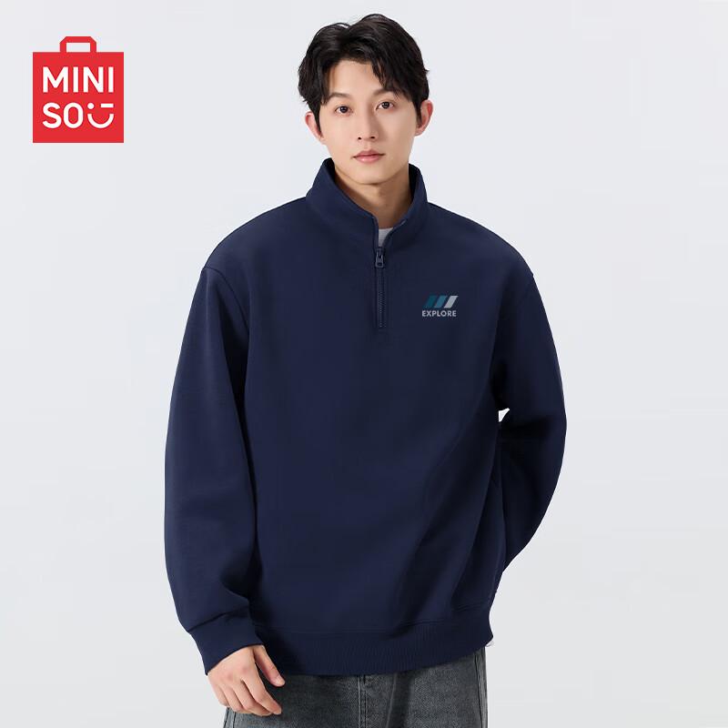 MINISO Men's Half-Zip Stand-Collar Heavy Cotton Sweatshirt