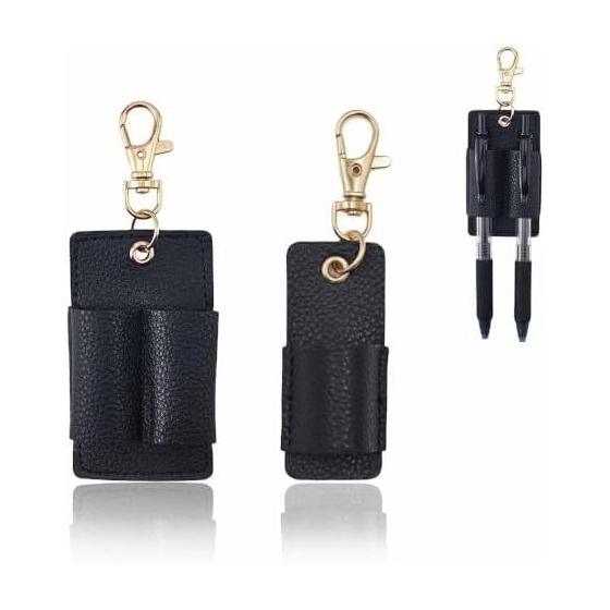 2pcs PU Leather Pen Holder Strap with Metal Clip, Anti-Lost Pen Clip for Lanyards, Space-Saving, Easy to Carry, Pen Organizer for Office, Business,