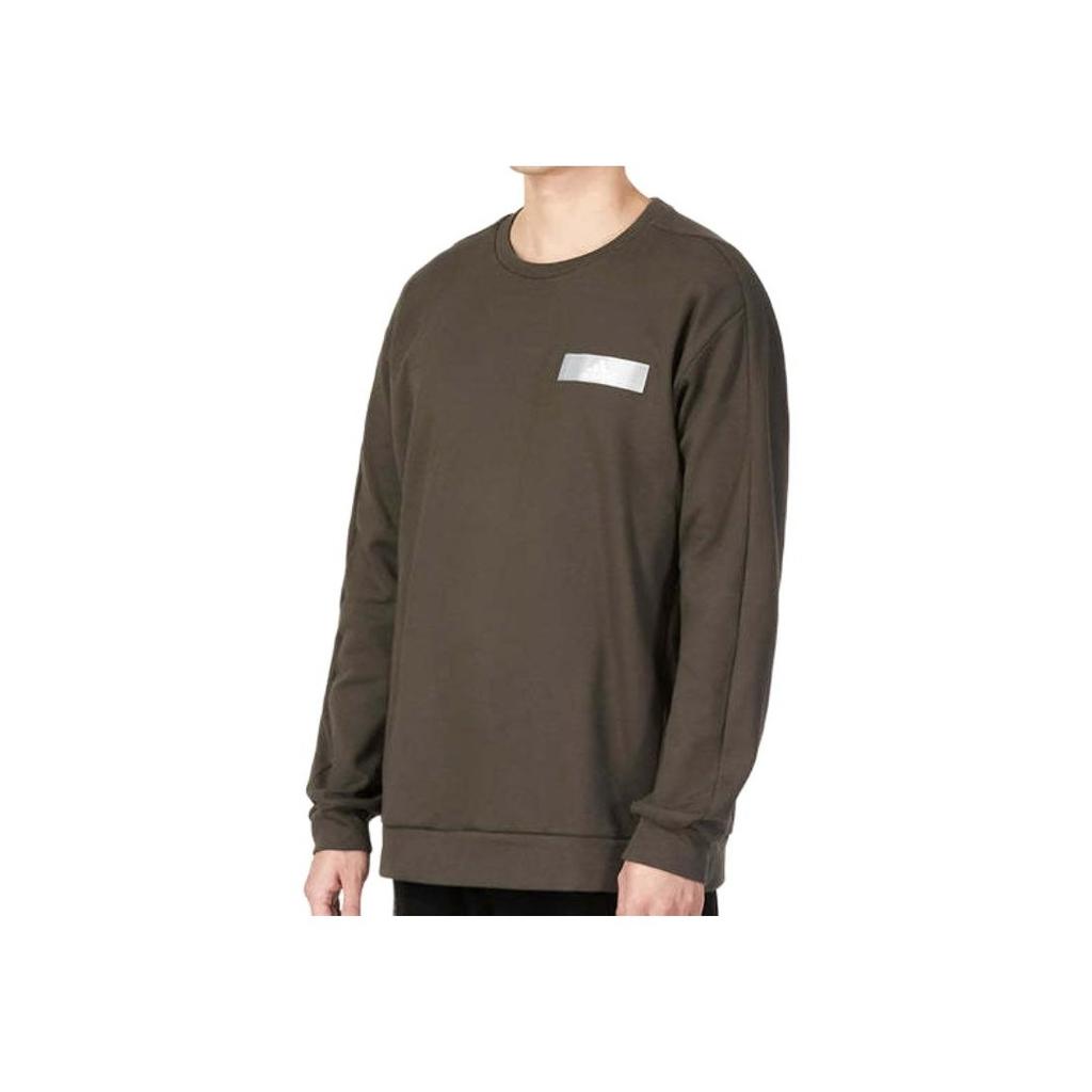 Adidas The Reference Sweatshirt Solid Color Logo Sports Casual Crew Neck Pullover Men Sweatshirt Olive-Green HY5838
