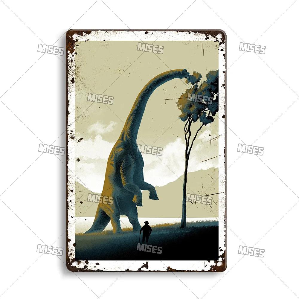 MISES Film Classico Jurassic Park Targa Metallica Pub Targa Metallica Giardino Vecchia Targa Murale Segno Metallico Arrugginito Decorazione Murale Poster Metallico