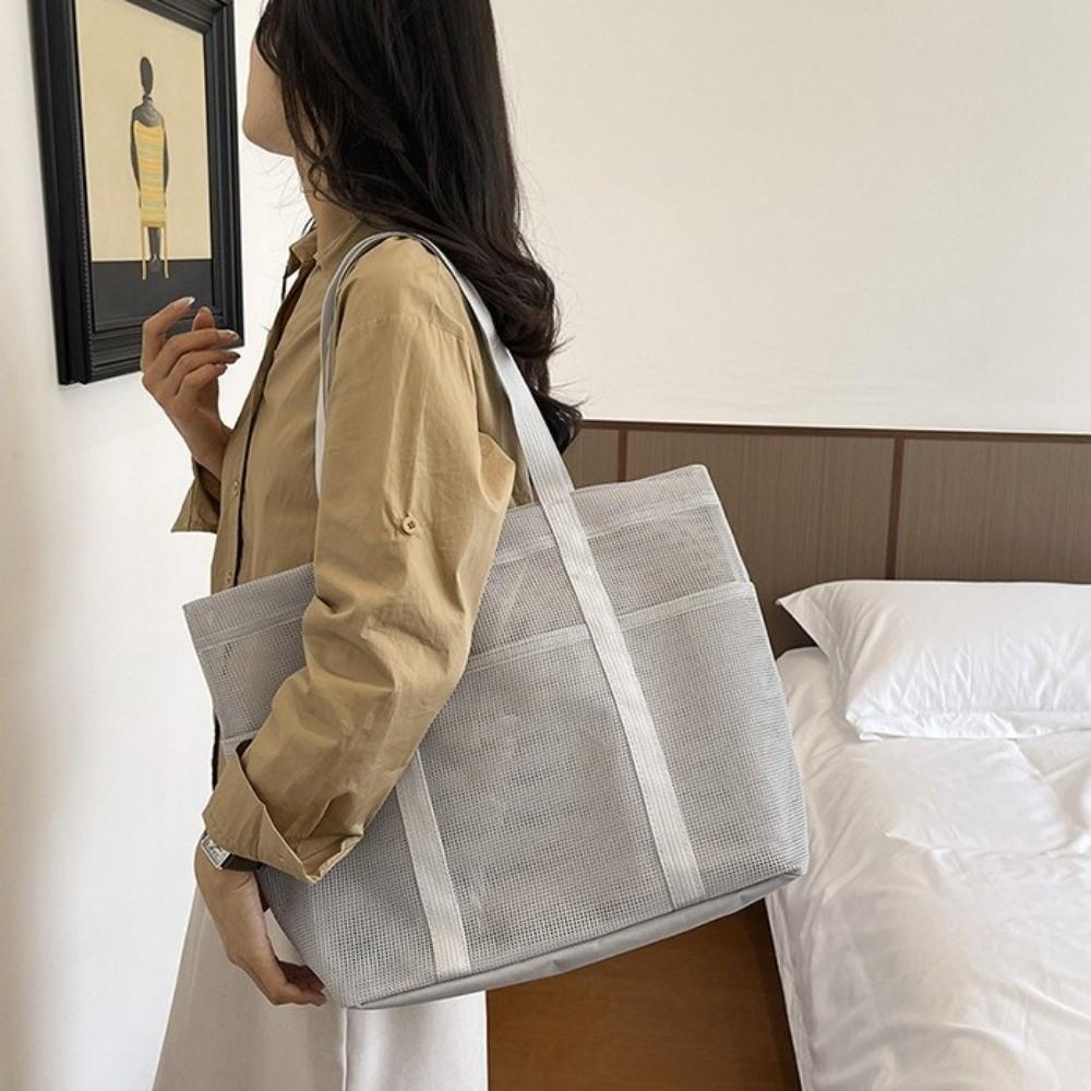 Foldable Mesh Beach Bag Lightweight Toiletries Organizer Fashion Shoulder Handbag  Swimming