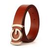 Men's Smooth Buckle Vegetable Tanned Leather Belt, Adjustable Length