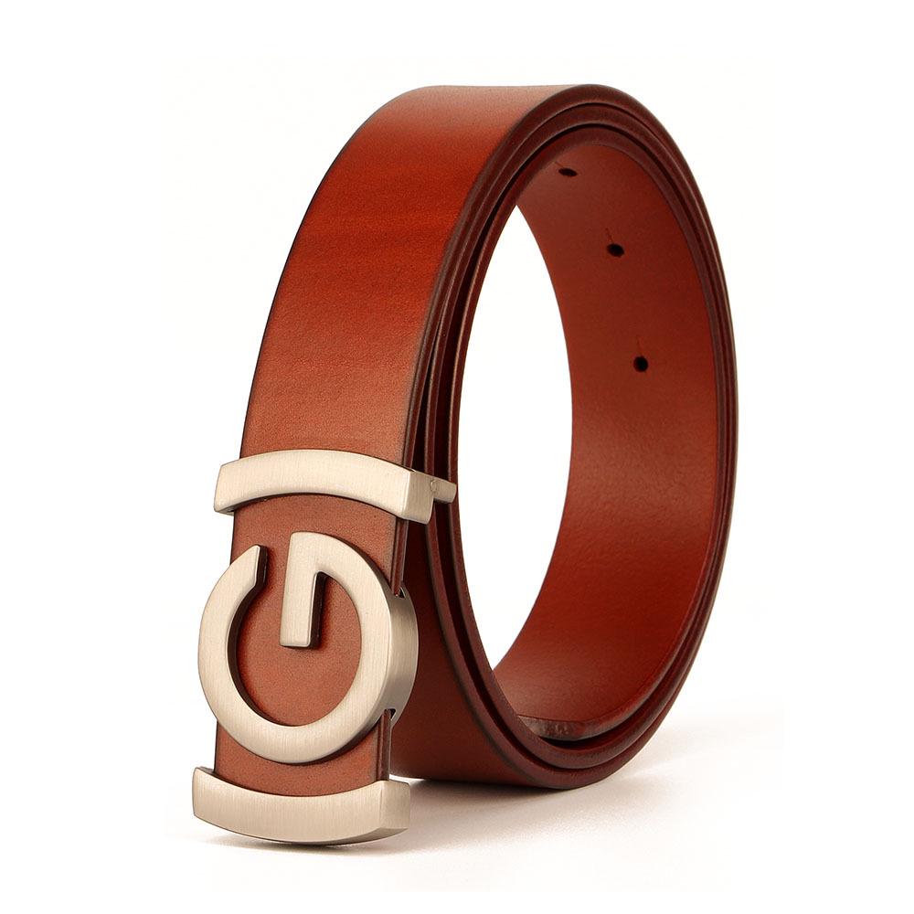 Men's Smooth Buckle Vegetable Tanned Leather Belt, Adjustable Length