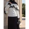 Womens Retro Long Sleeve Shirt Polka Dot Lace Patchwork Slim Fit Casual Top 2026