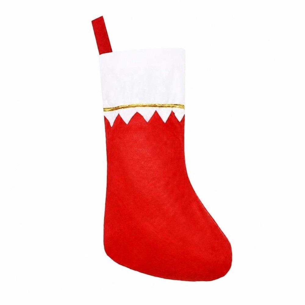 Red Felt Christmas Stockings Golden Trim Gift Candy Bag New Festive Ornament Christmas Party