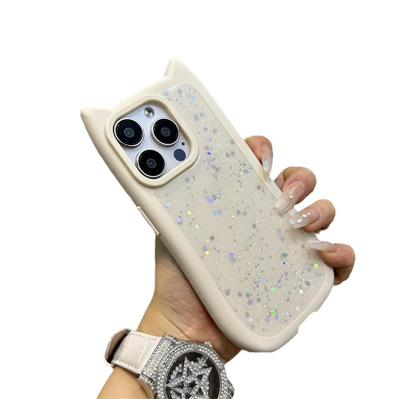 Anwendbar auf iPhone 16 Handyhülle geklebte dreidimensionale Katzenohren 14 Apple 15 Promax Mode 13 Mode