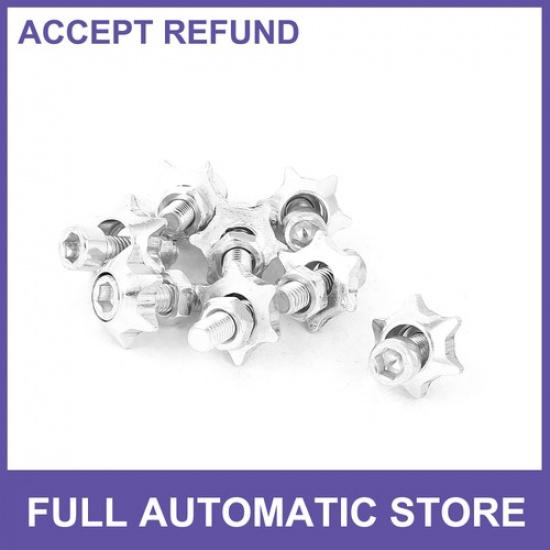 8Pcs Aluminum Cars Motorcycle License Plate Bolts Screws Decoration Silver Tone
