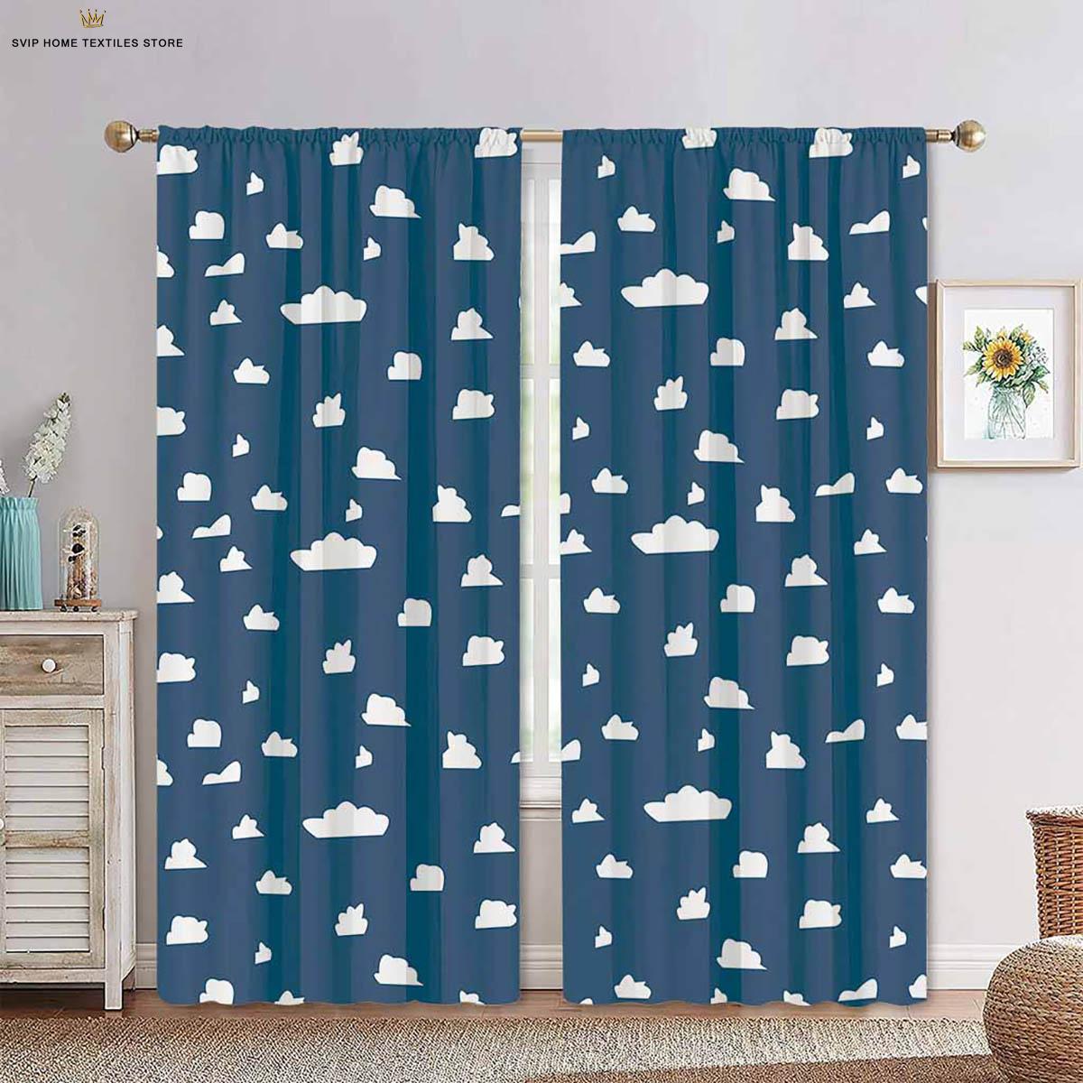 

Cartoon Style Print Pattern Curtain Drapes for Children s Room, Ornamental Curtains, Cute Cloud Star, Pink, Living Room, Kitchen, 4 Seasons, 2 Pcs W50X130H(CM)X2PCS&Rod pocket
