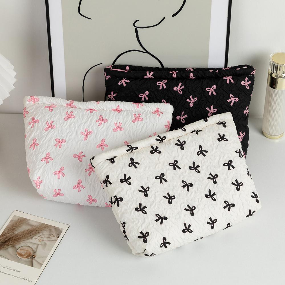 Bowknot Style Makeup Bag Large Capacity Cute Cosmetic Organizer Portable Travel Toiletry Bag for Women Washing Pouch Storage Bag