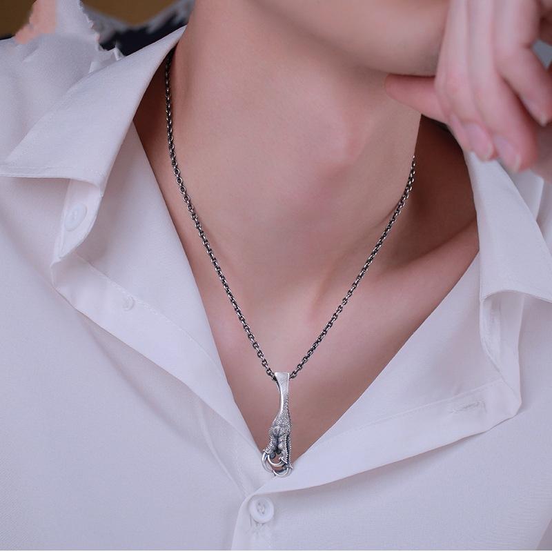 Vintage přívěsek s dračím drápem pro pánské šperky Osobnost dominantní Trendy řetízkový náhrdelník 925 mužský dárek k narozeninám retro