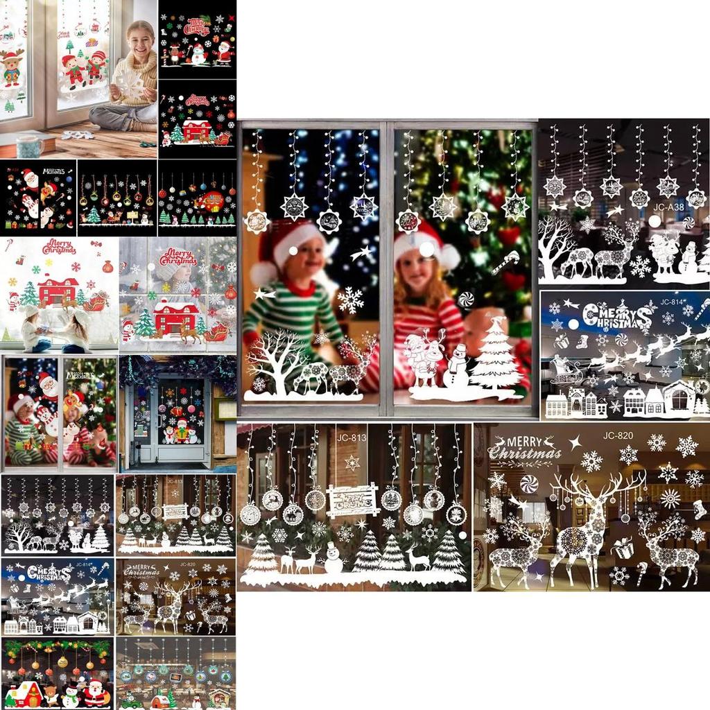 Exquisite Merry Christmas Wall Stickers Window Glass Decals For Festive Home Decor