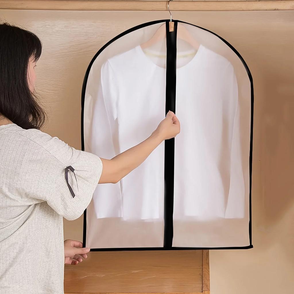Transparent Dust Cover for Clothes, Hanger Cover with Zipper, Waterproof, Coat, Suit, Dress, Clothes Organizer
