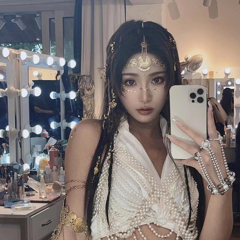 Handgefertigtes Süßes Hochzeitskopfstück Kristall Braut-Kopfkette Diadem Haarschmuck für Damen Strass Stirn-Haarband Zubehör