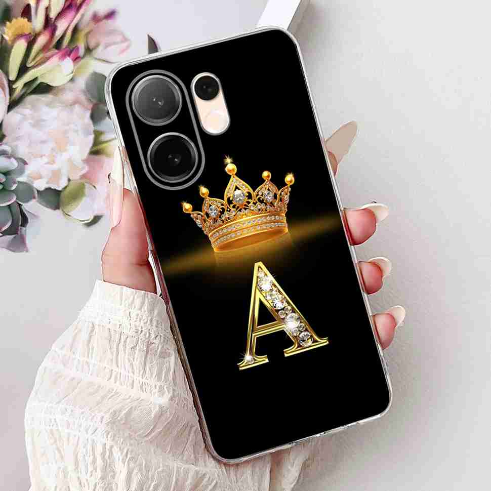 For vivo V60 5G 6.67" Case Popular Letters A-Z Crown Soft Silicone TPU Cover For Vivo v60 5G VIVO V2511 Bumper Phone Shell Coque