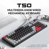 T WOLF T50 Mechanical Keyboard 96+1 Keys Wired Gaming Keyboard High Quality ABS Dual Color Molding Keycap Blue Switches