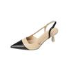 699-75 Rear Empty Pointed High Heels Women's French Thin Heel Four-season Sandals Bag Head Soft Sole Color Matching Sandals Women's Shoes