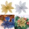 5Pcs Glitter Hollow Artificial Christmas Flower Ornament Xmas Tree Garland Decor