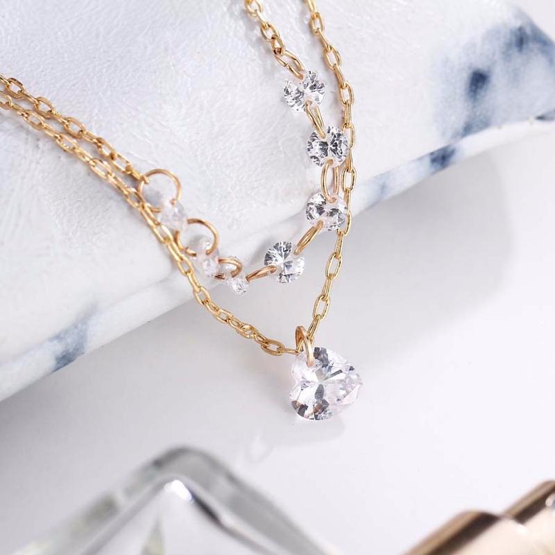 Fashion double layer heart-shaped crystal bracelet female engagement wedding bracelet
