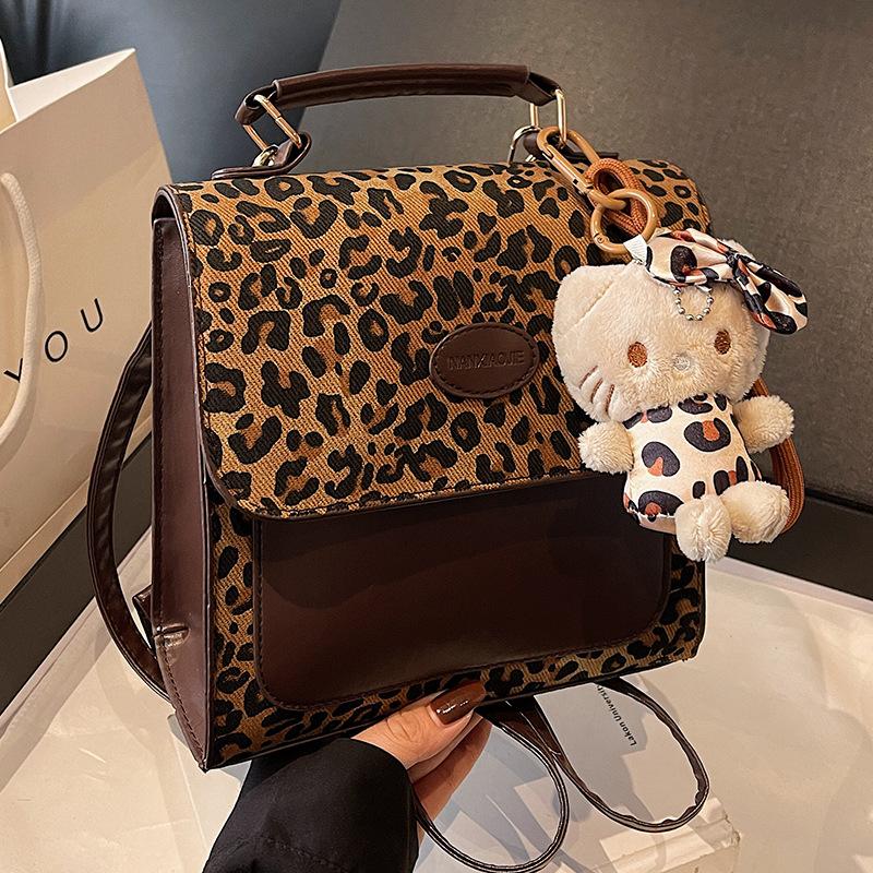 Popular Leopard Print Backpack for Women New Crossbody Bag for Women Ins Niche Versatile One-shoulder Handbag