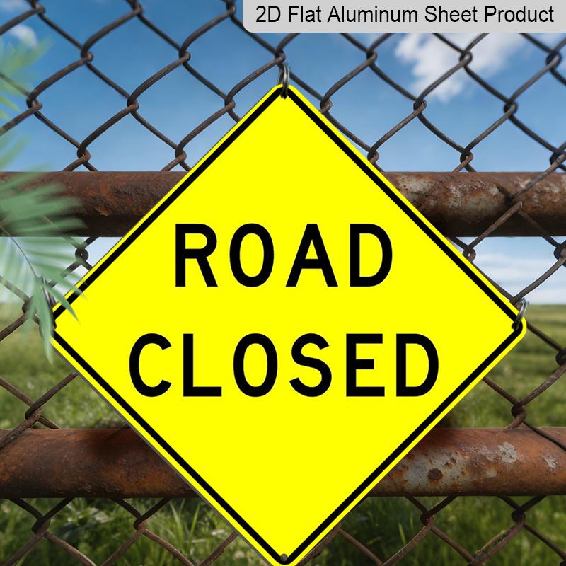 

2D Flat 1pc, Road Closed Crossing Sign Zone Xing Funny Metal Sign Novelty Road Sign Wall Decoration Metal Plaque, for Outdoor Indoor, Fence Home 20*20cm