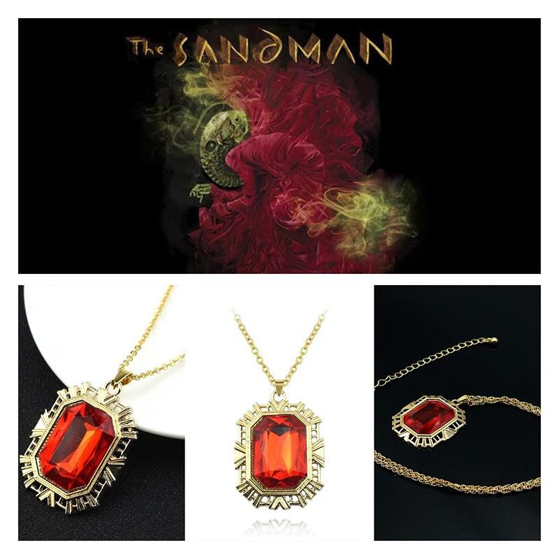 Same The Sandman Ruby Necklace Square Pendant Cos Props Birthday Christmas Gift