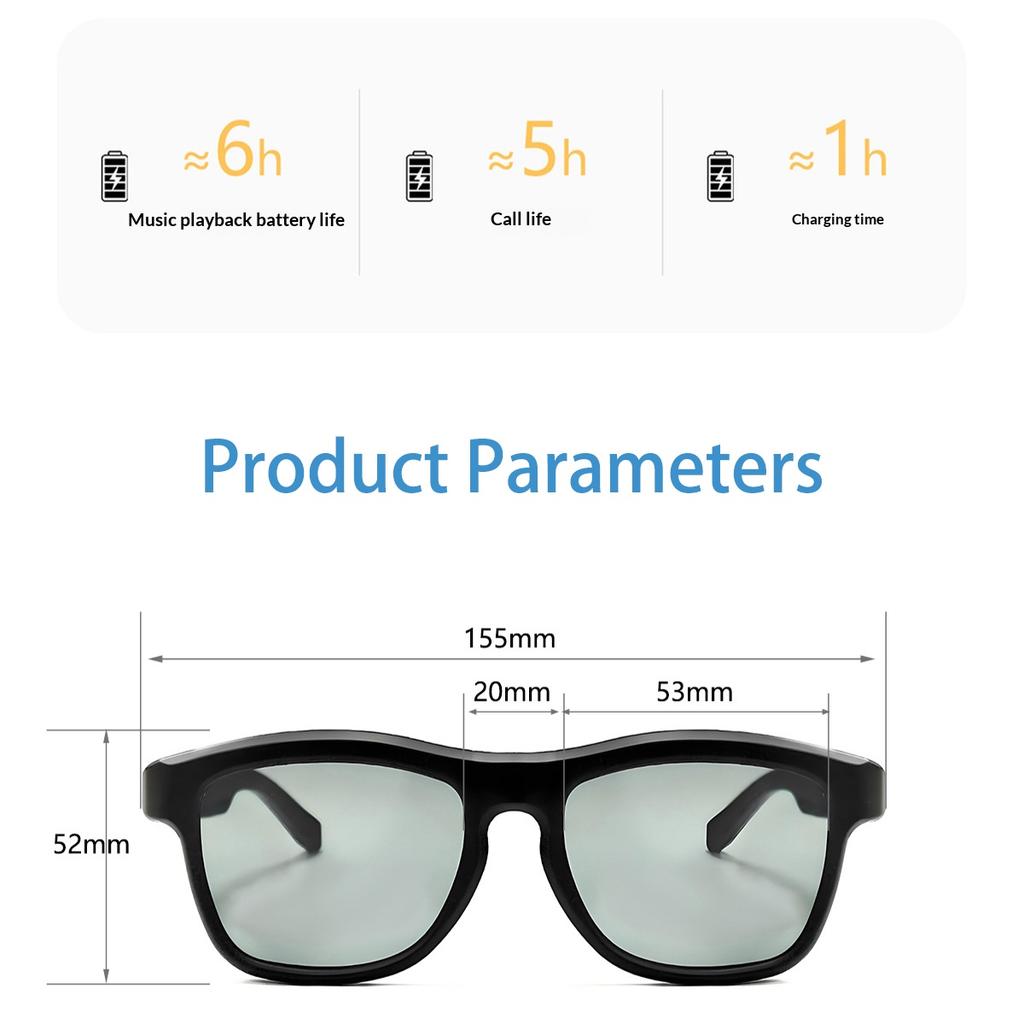 AI Smart Glasses HD Camera Sports Touch Call 3D Music Playback Real Time Translation Wireless Bluetooth Calling Smart Glasses with Translator Unisex