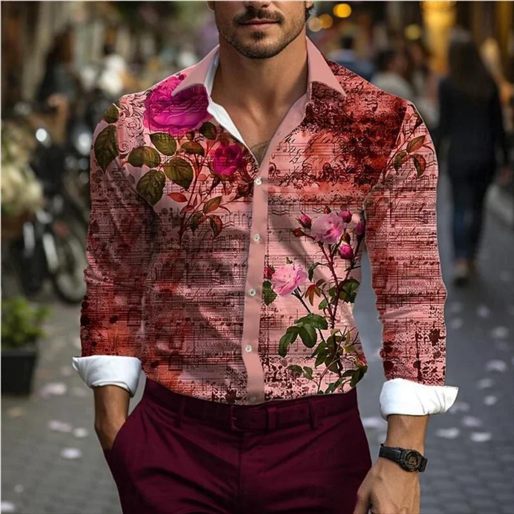 Western Vibes! Tribal Print Long Sleeve Button-Up Shirt, Casual Men's Wear