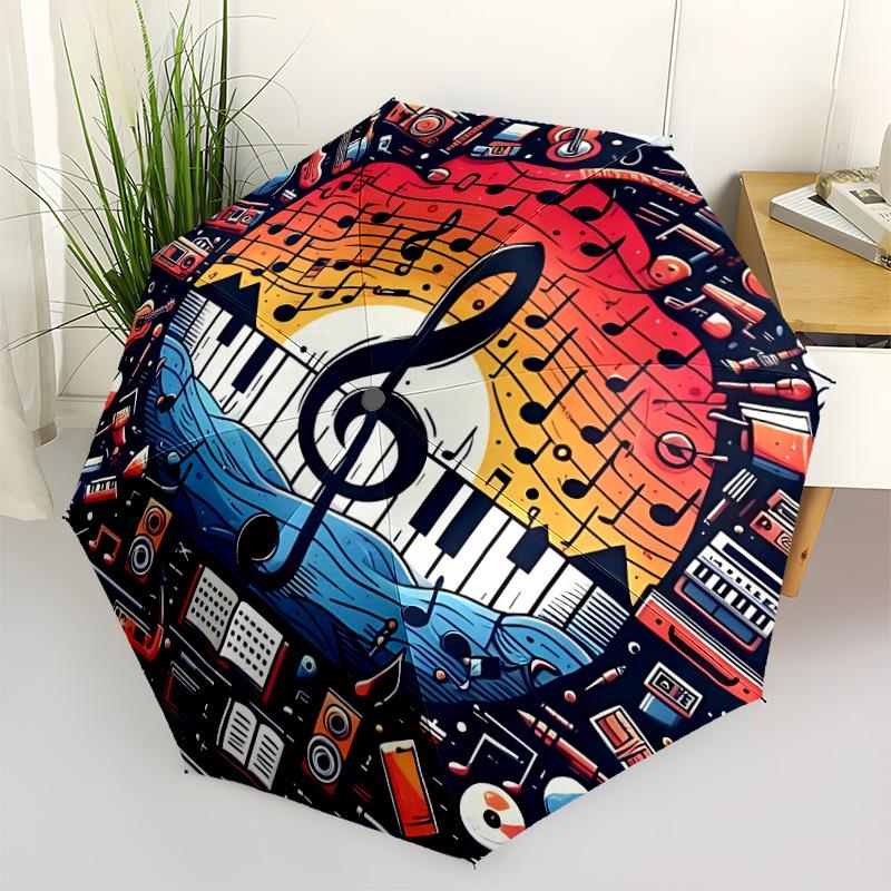 1pc Music Instruments Automatic Folding Umbrella - Compact 8-Rib Design, Durable Plastic & Iron, Lightweight for Outdoor Daily Use131