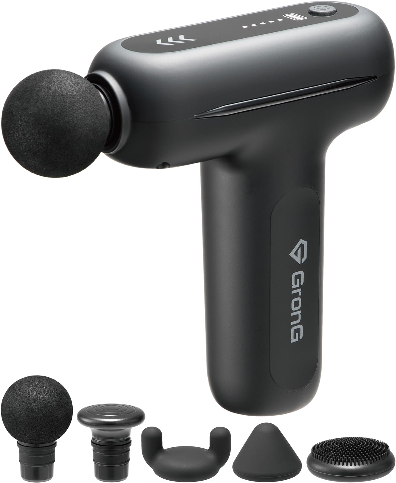 

Grong Release Weight Vibration Amplitude 5 Vibration 5 Head Quiet Charging Gun, 380g, 8mm, Levels, Shapes, Design, Type-C чёрный