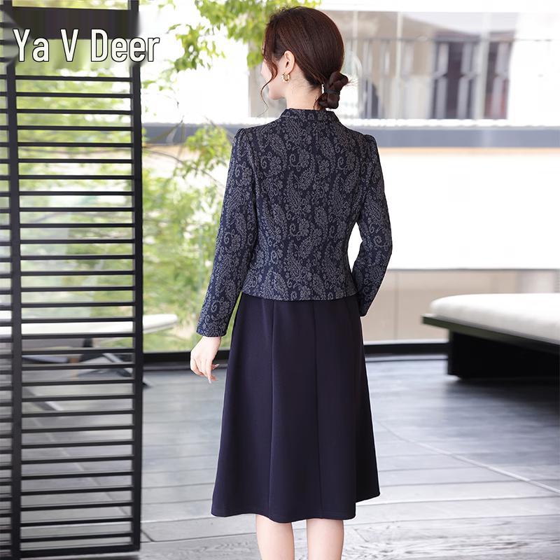 Yalu Women's Faux Two-Piece Long-Sleeve Slim Dress