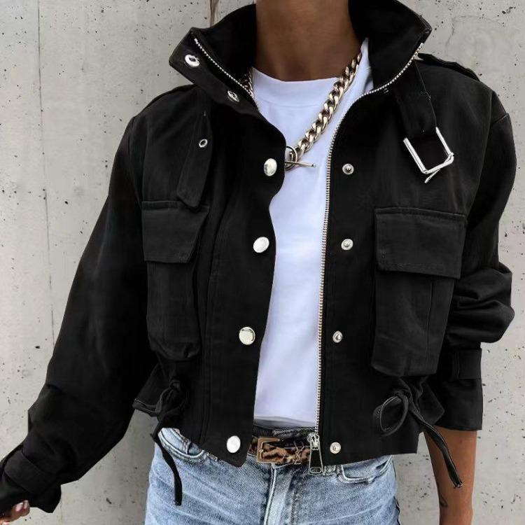 Winter Women Jackets Vintage Print Long Sleeve Button Coat Geometric Autumn Tops Ladies Leisure Outerwear Short