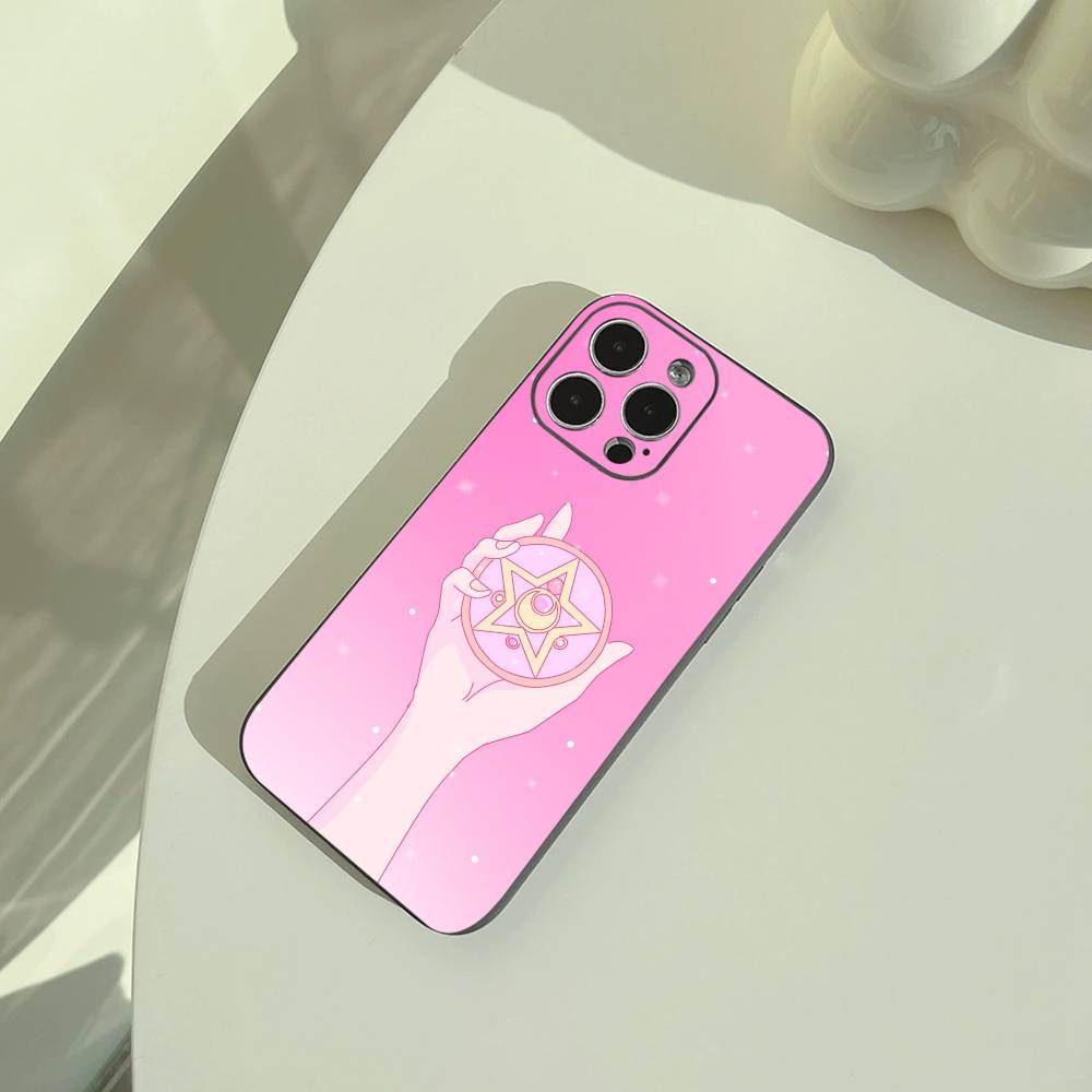 S-Sailor- Moon Phone Case For iPhone 17,16,15,14,13,12,11 Pro Max,16/15/14Plus,XS Soft Black Cover