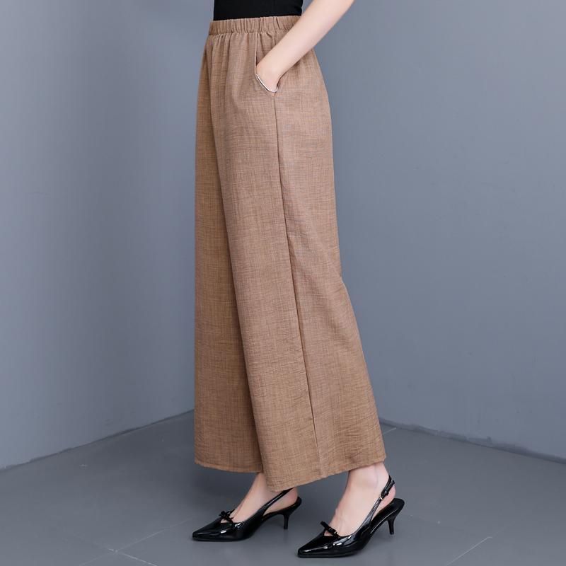 Pantaloni Larghi Estivi Abbigliamento Donna Taglie Forti Casual Larghi Vintage Vita Alta Pantaloni Neri