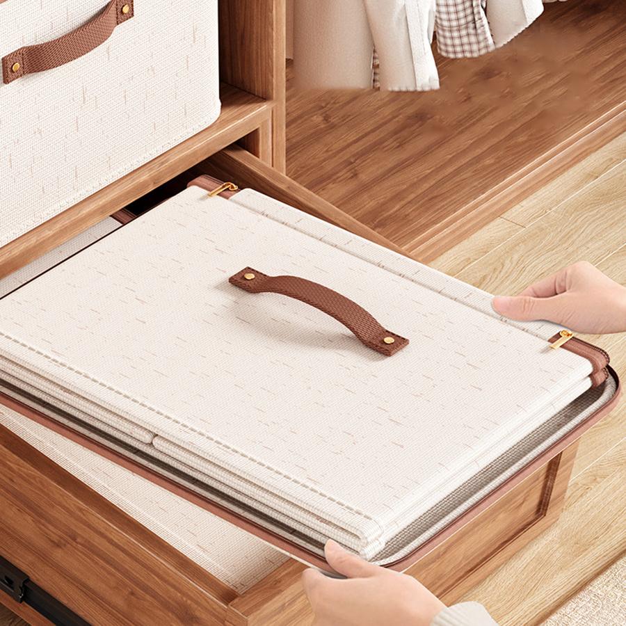 Scatole Portaoggetti con Cerniera in Lino, Contenitori Organizer per Abbigliamento in Tessuto Non Tessuto per Organizzazione Casa Camera da Letto Armadio, Includono Buoni Aiutanti