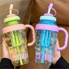 Plastic Tumbler with Lid Straw and Handle Perfect for Iced Coffee, Smoothies and Juice - Reusable Water Bottle with Tea Strainer