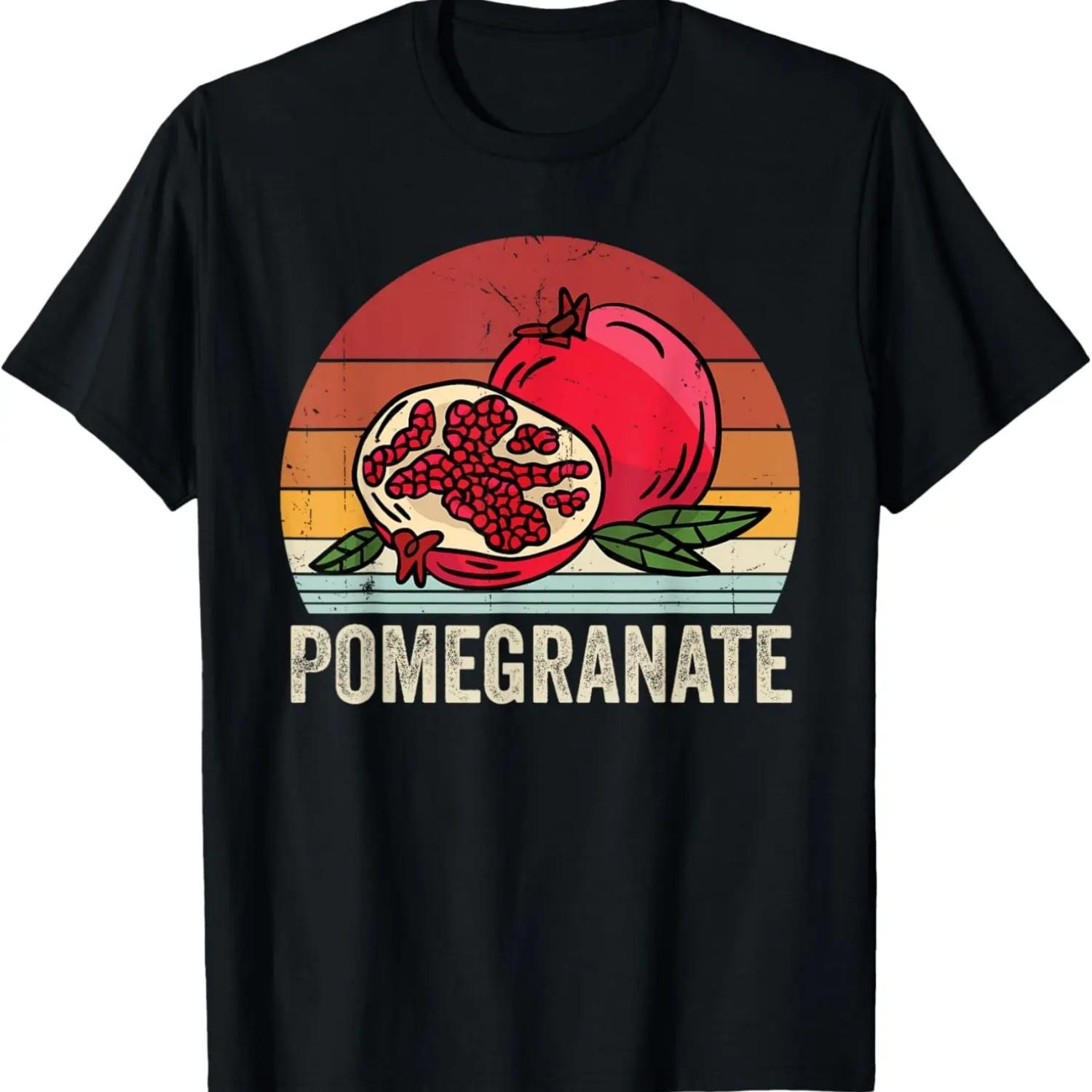Pomegranate Fruit Vintage Retro Food Lover T-Shirt S чёрный