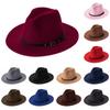 Fashion with Belt Buckle Autumn Winter Panama Jazz Hat Felt Fedora Hats Cowboy Hat Outback Hat