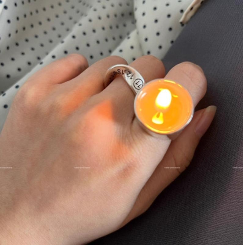 Adjustable Finger Rings Unique Candle Shape Bands Colorful Specular Rings Accessory for Women Fashionable Jewelry