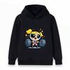 Kids Boys Girls Pullover Hoodie, Cute Bubbles Powerpuff Weight Lifting Cartoon Print Casual Soft Hooded Sweatshirt for Children Daily Wear