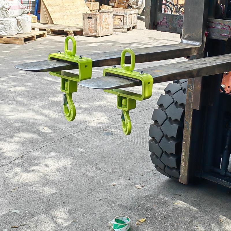 Forklift-Specific Anti-Slip Lifting Hook with Rotating Bearing Jib Attachment