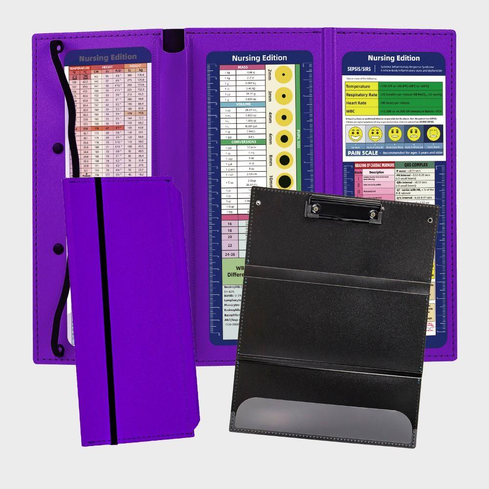 Easy To Use Foldable Nursing Clipboard 2/3 Layers Colorful Edition Cheat Sheets with Clip Portable A4 File Board Clip Work
