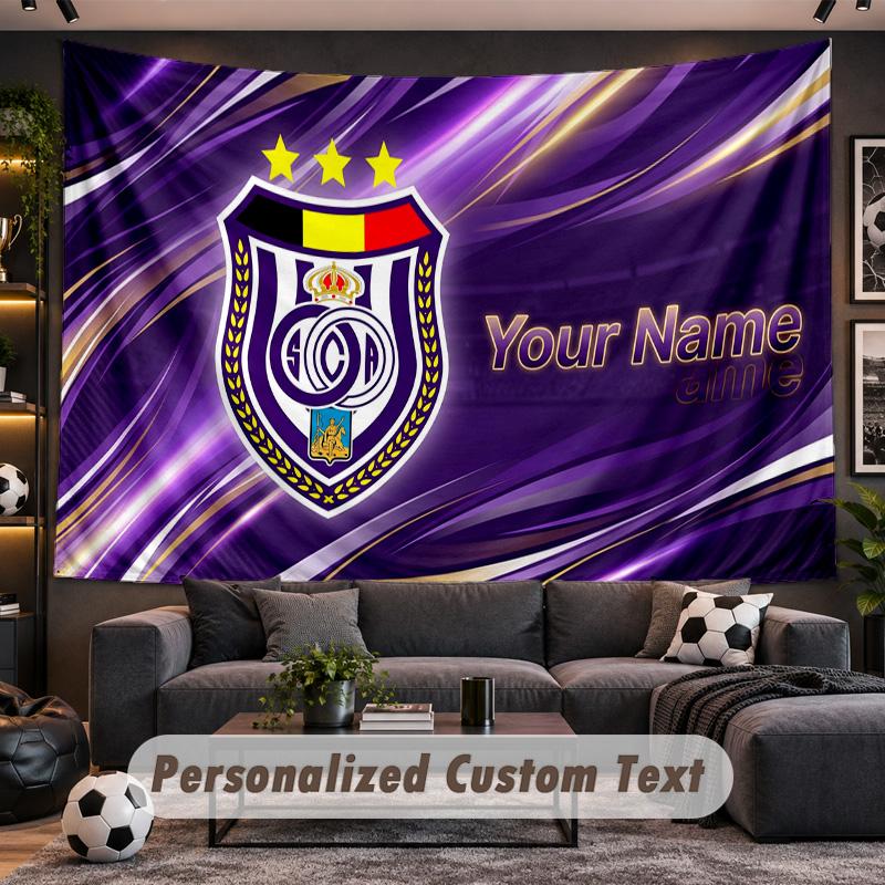Anderlecht FC Logo Personalized Tapestry Support Custom Name, Wall Art Home Decoration