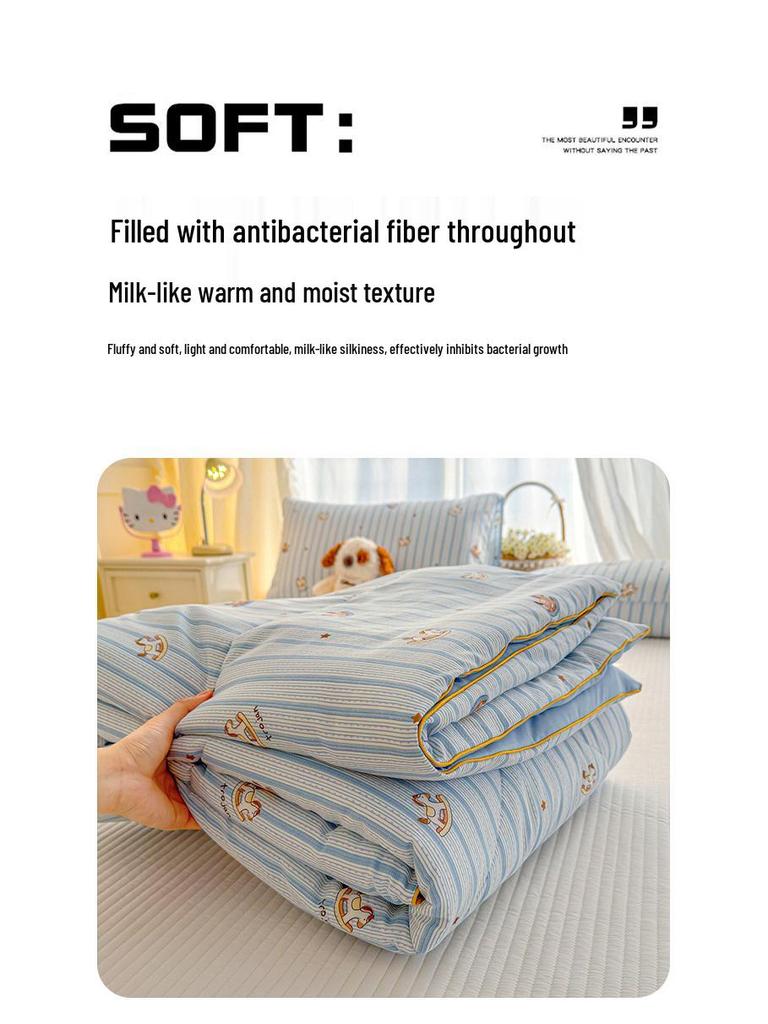 Washable Cotton Double Gauze Cartoon Summer Quilt for Mother and Baby - Soft, Fresh, and Thin Air Conditioning Blanket