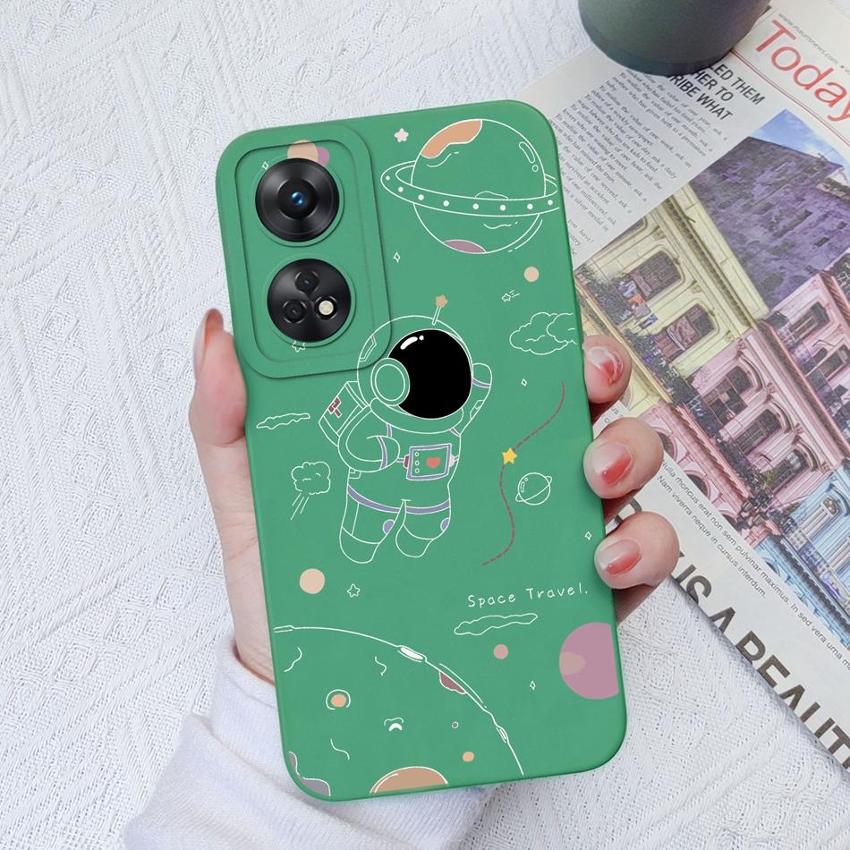 Phone Case For OPPO Reno 8T 4G 5G 8Z 8Lite Cover Cartoon Camera Protection Liquid Silicone Bumper For OPPO Reno8 T Fundas Gift