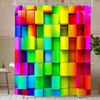 Extra Long Colorful Rainbow Wall Shower Curtain Abstract Brick Neon 3D Bright Geometric Plaid Colored Modern Chromatic Bathroom
