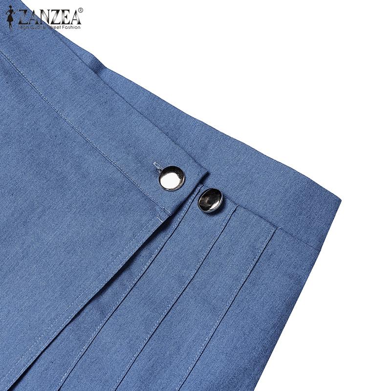 ZANZEA Women Elastic Waist Wrap Ruffled Casual Long Skirts
