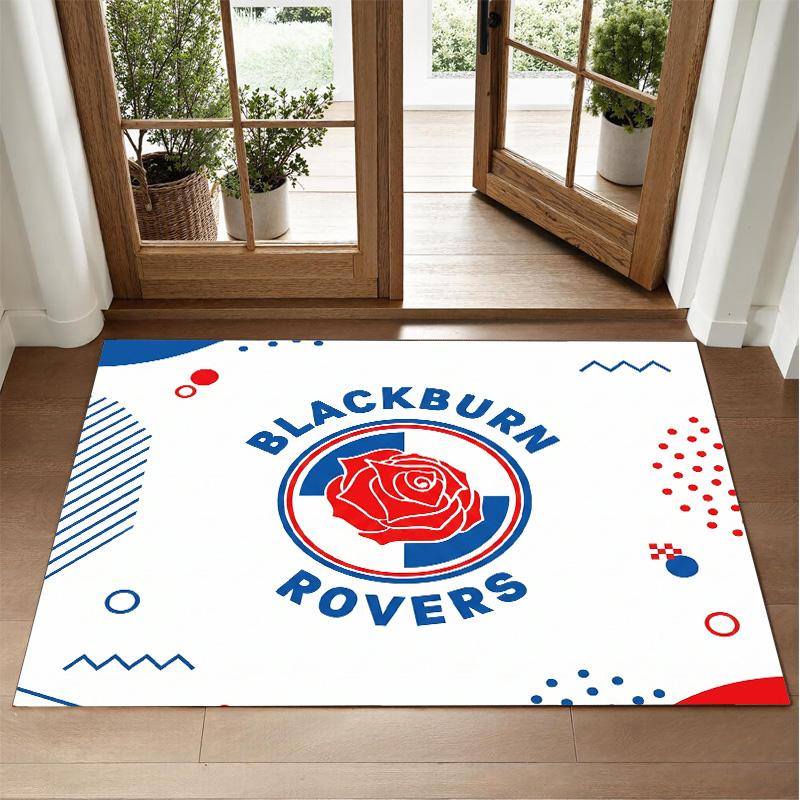 Blackburn Rovers Football Design Crystal Velvet Rug Soft Decorative Mat for Bedroom Entrance