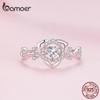 BAMOER 925 Sterling Silver Clear Zircon Rose Finger Ring Flower Ring for Women Birthday Engagement Gift Fine Jewelry