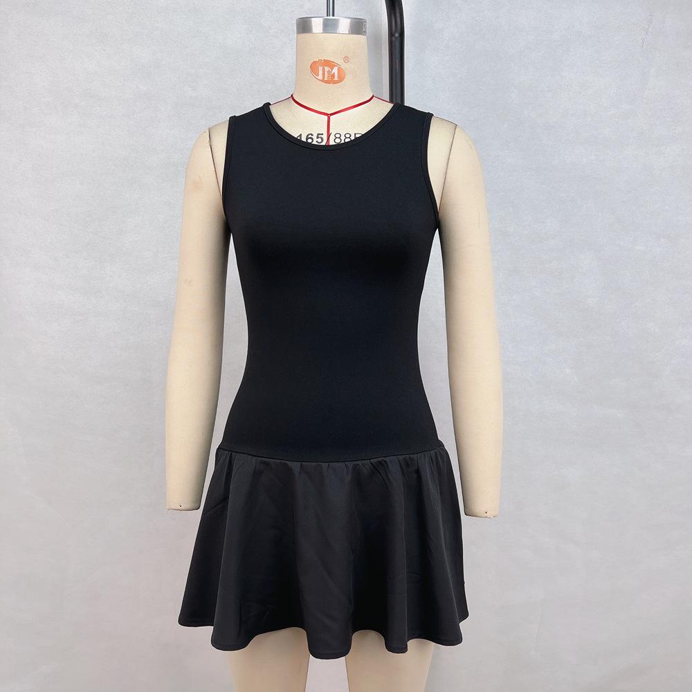 2026 Summer New Women's Solid Color Sleeveless Patchwork Dress