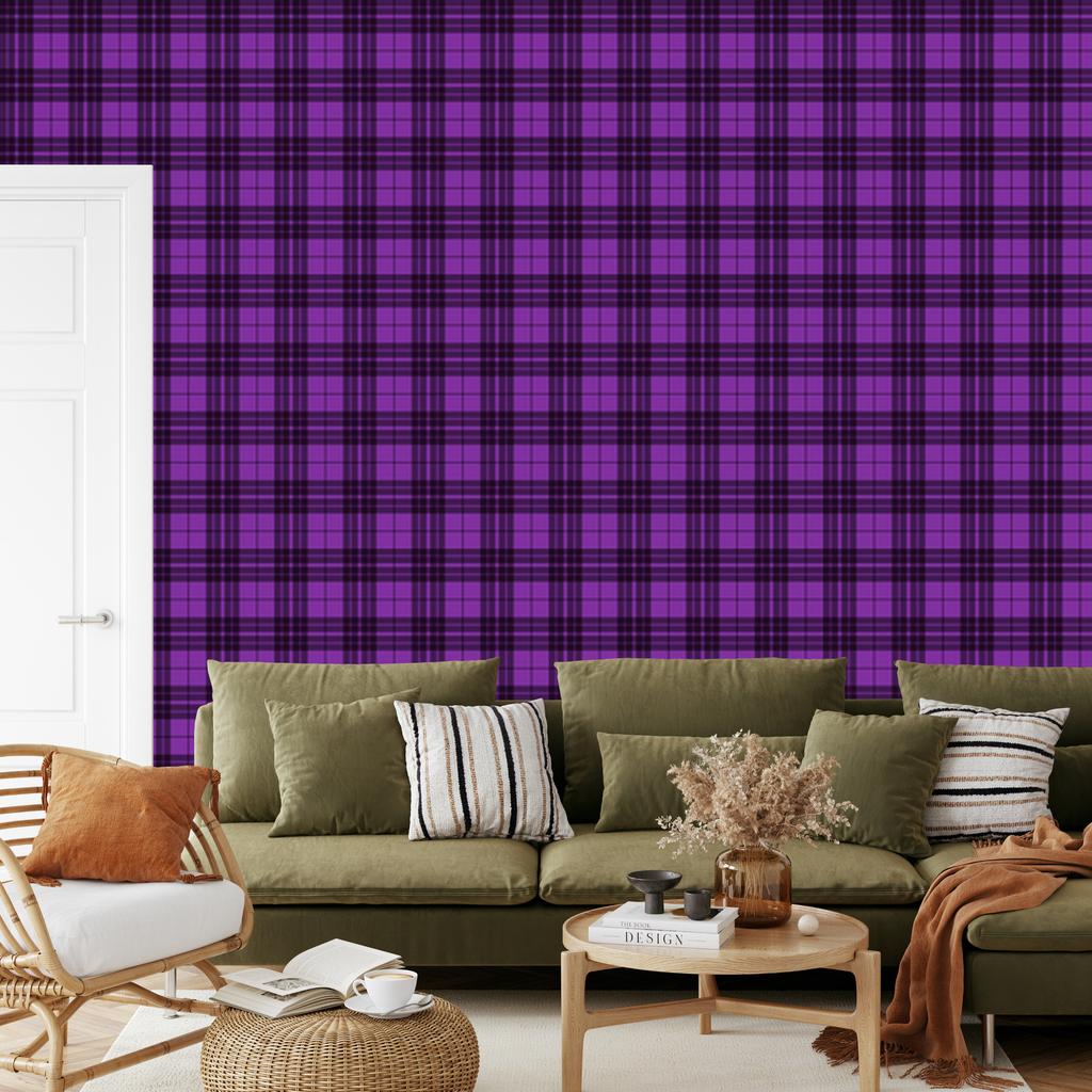 Purple Checkered Wallpaper Plum and Violet for Living Room and Bedroom 50x1000